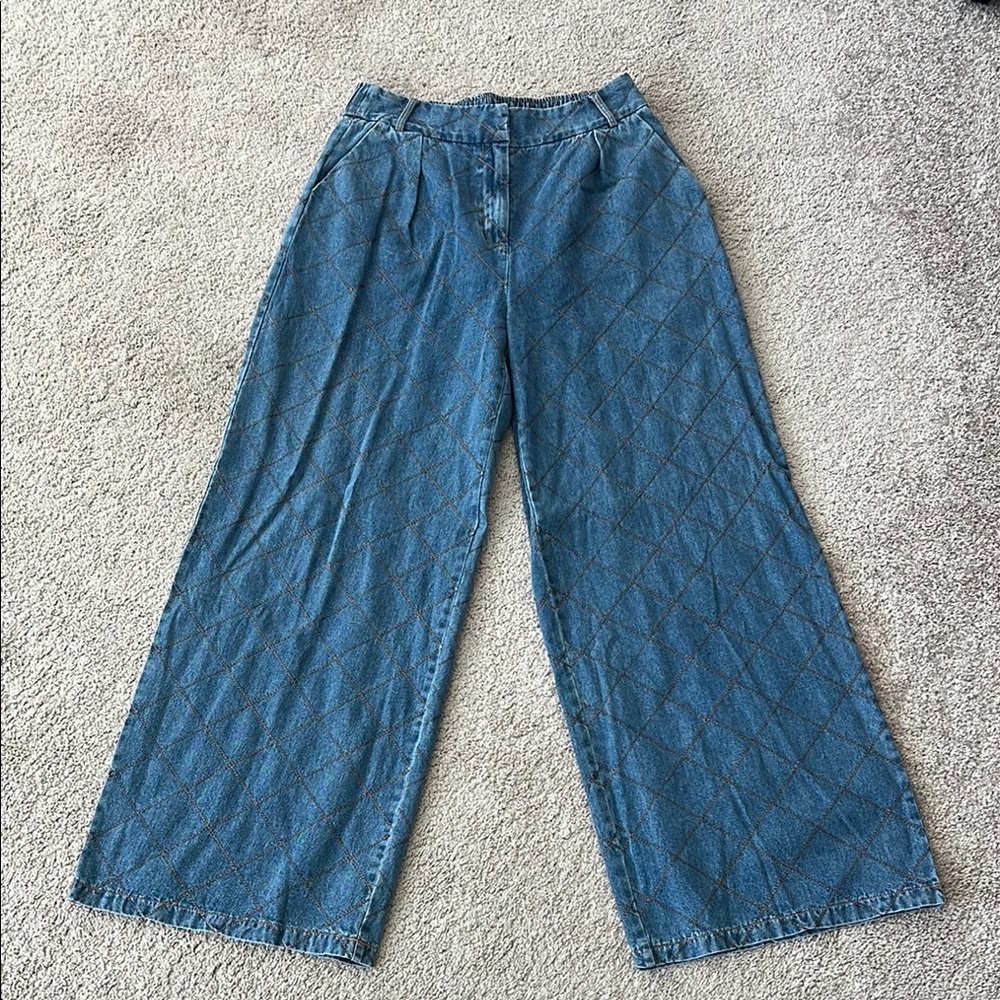 Entro Quilted Wide Leg Jeans Size Medium
